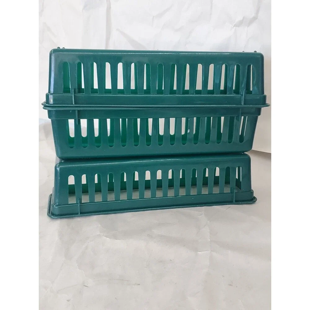 Vntg. Ekco Consumer Plastics Inc. Green Organizer Baskets (Lot Of 3)Storage(516)